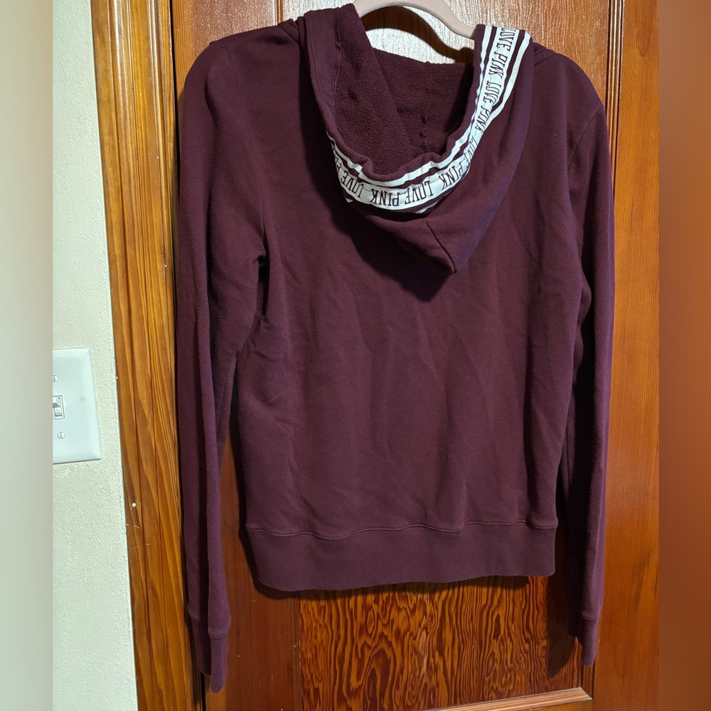 VICTORIA’S SECRET PINK Burgundy Quarter Zip Hoodie Womens Size Medium - Picture 6 of 6